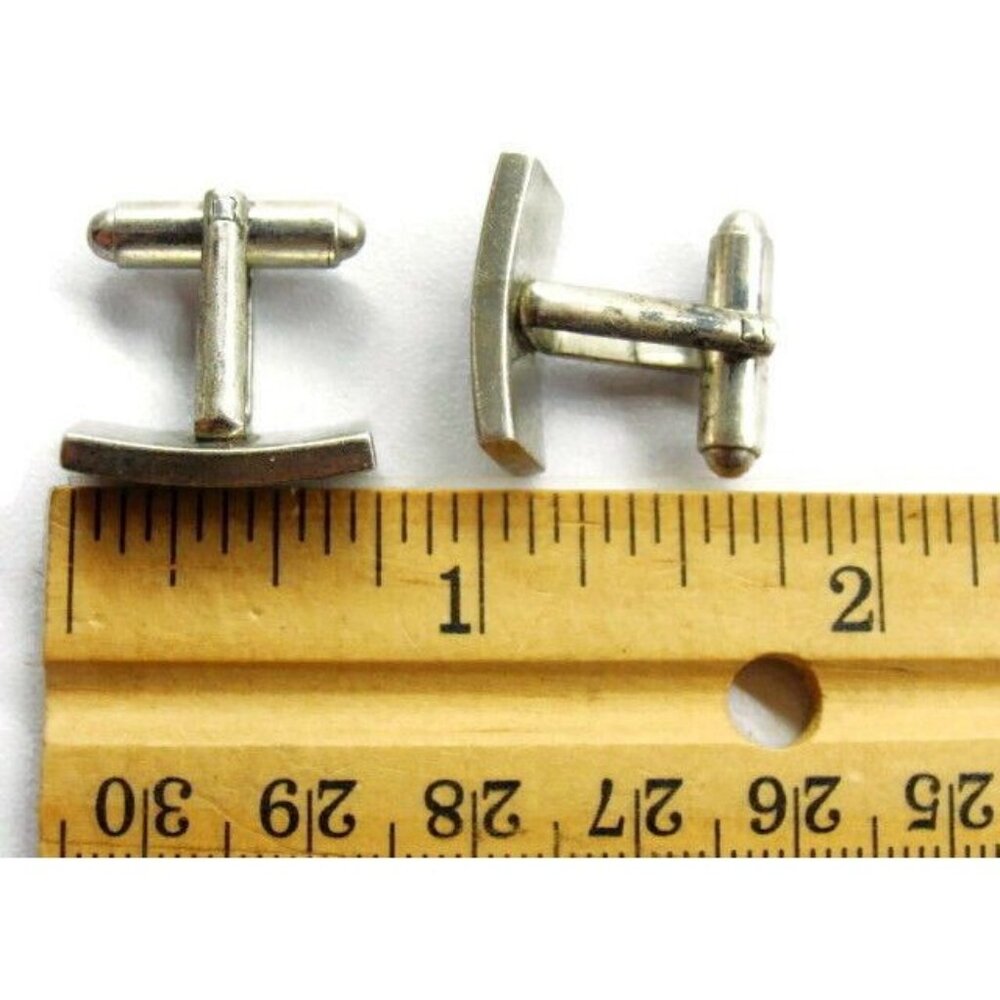 Rectangular Cufflinks With Horizontal Lines Sterl… - image 7